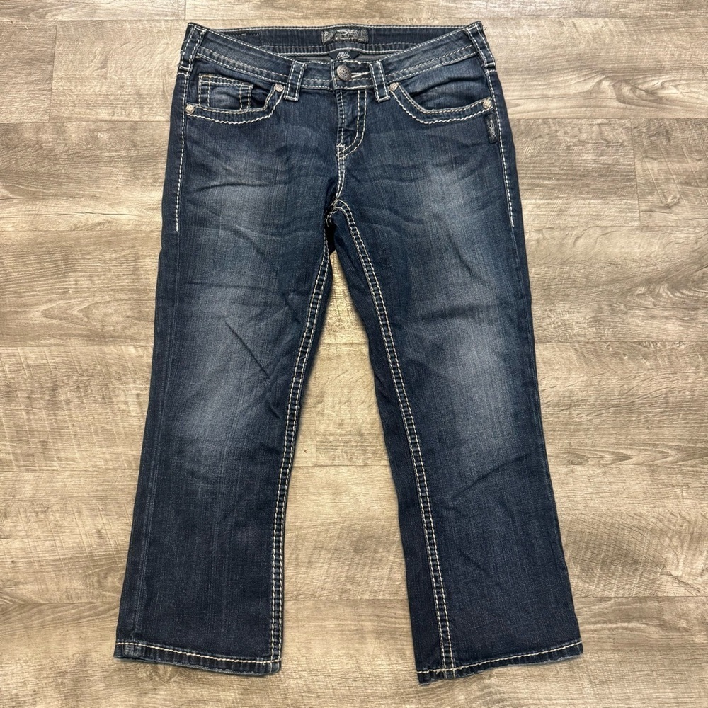 Silver Aiko Capri Women’s Sz. 28 Stretch Dark Wash Low Rise Denim Jean